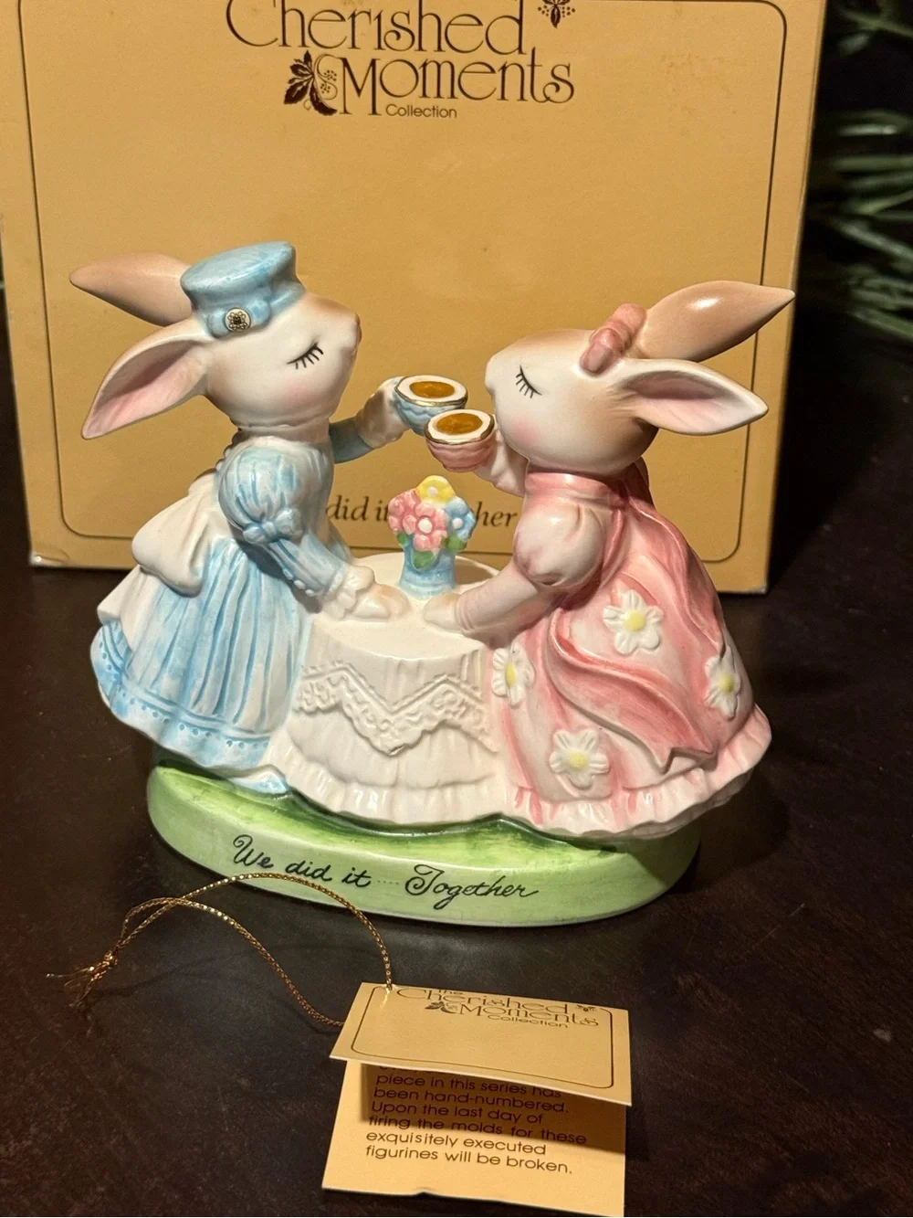 Avon Cherished Moments Rabbit Figurine We Did It Together 16286 Vintage 1980